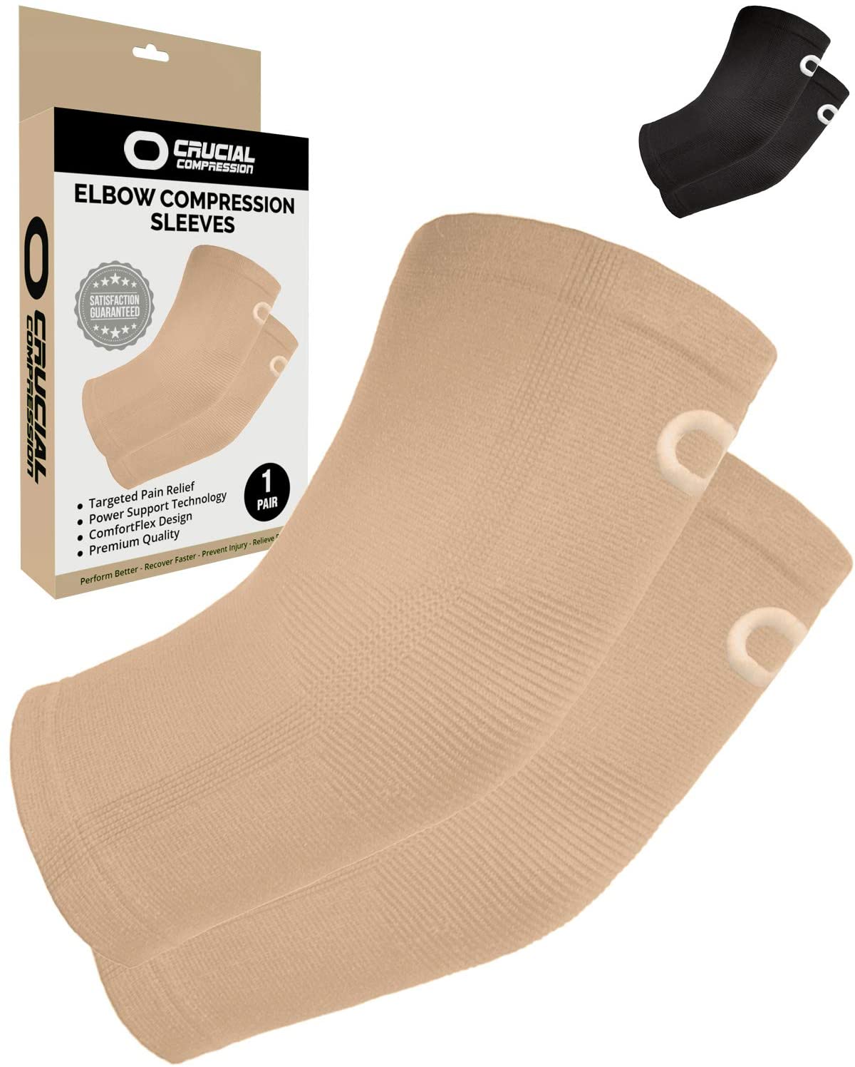 Crucial Compression Elbow Compression Sleeves Elbow Circumference For Men & Women Beige Nude 1 Pair