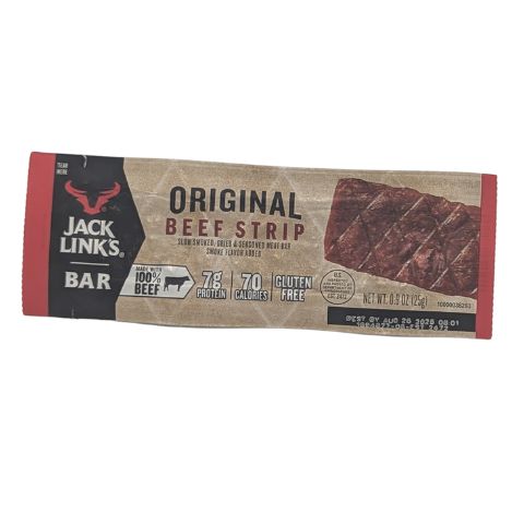 Jack Link’s Original Beef Strip Slow Smoked, Dried & Seasoned Meat Bar Smoke Flavor Added, 25 g / 0.9 oz
