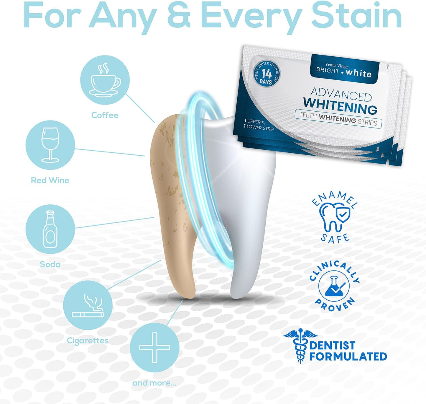 Venus Visage Bright White Advanced Whitening Teeth Whitening Strips 28 Strips