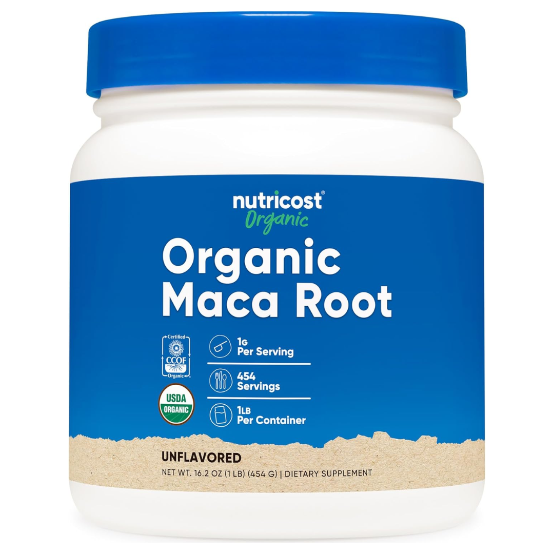 Nutricost Organic Maca Root Unflavored Powder Supplement 16.2 oz / 454g
