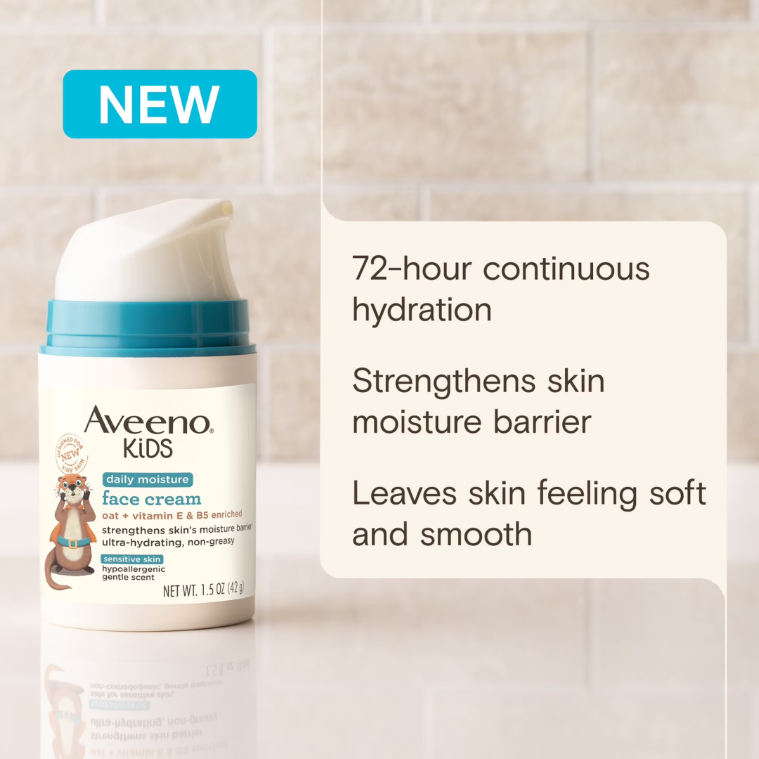 Aveeno Kids Daily Moisture Face Cream for Sensitive Skin, 1.5 oz / 42 g