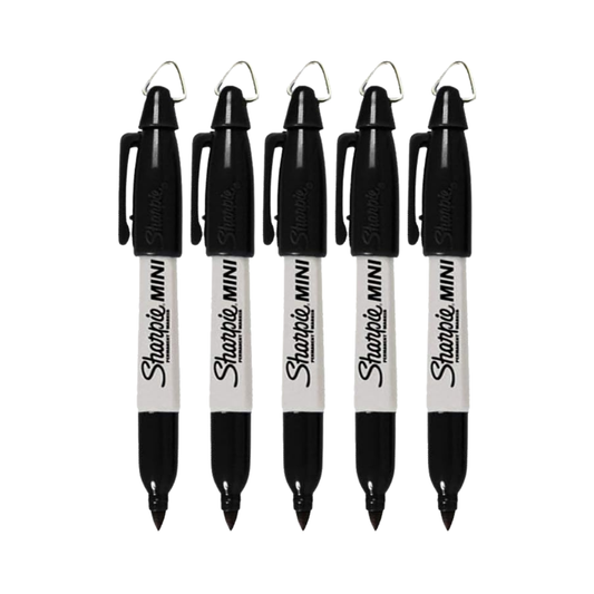 Sharpie MINI Permanent Markers with Golf Keychain Clips Fine Point Black Ink, Pack of 5