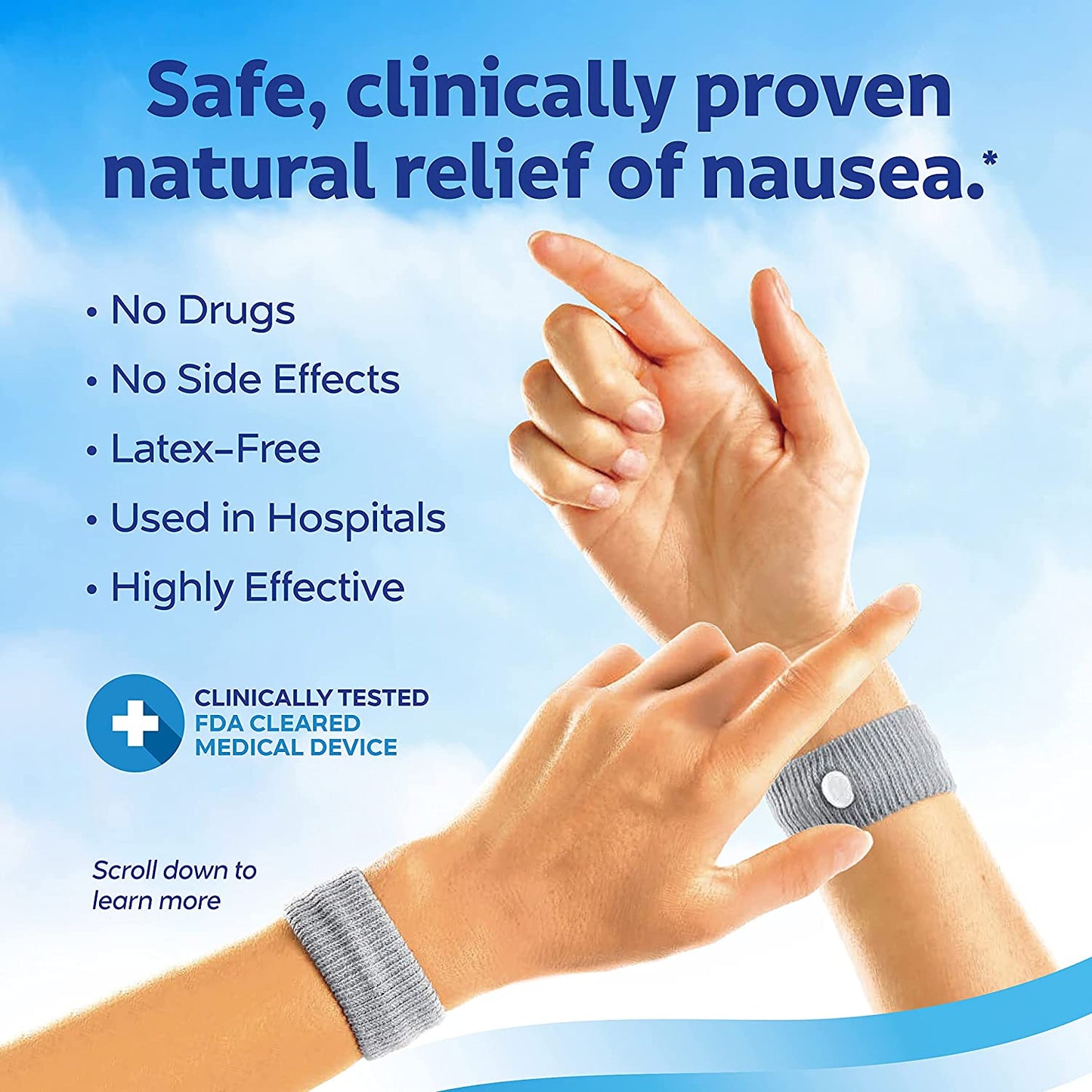 Sea Band Anti Nausea Acupressure Wristband for Motion or Morning Sickness Adult 1 Pair PACKAGING MAY VARY