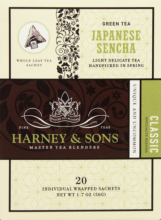 Harney & Sons Classic Sencha Green Tea, 20 Individual Wrapped Sachets 1.7 oz / 50 g