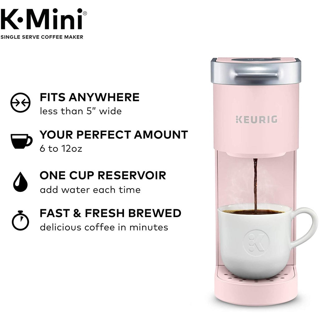 Keurig K-Mini Coffee Maker, Single Serve K-Cup Pod Coffee Brewer, 6 to 12 oz. Brew Sizes, Dusty Rose