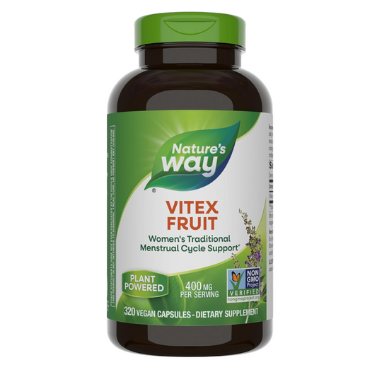 Nature's Way Vitex Fruit Traditional Support for Female Monthly Cycle 400mg Per Serving, 320 Vegan Capsules