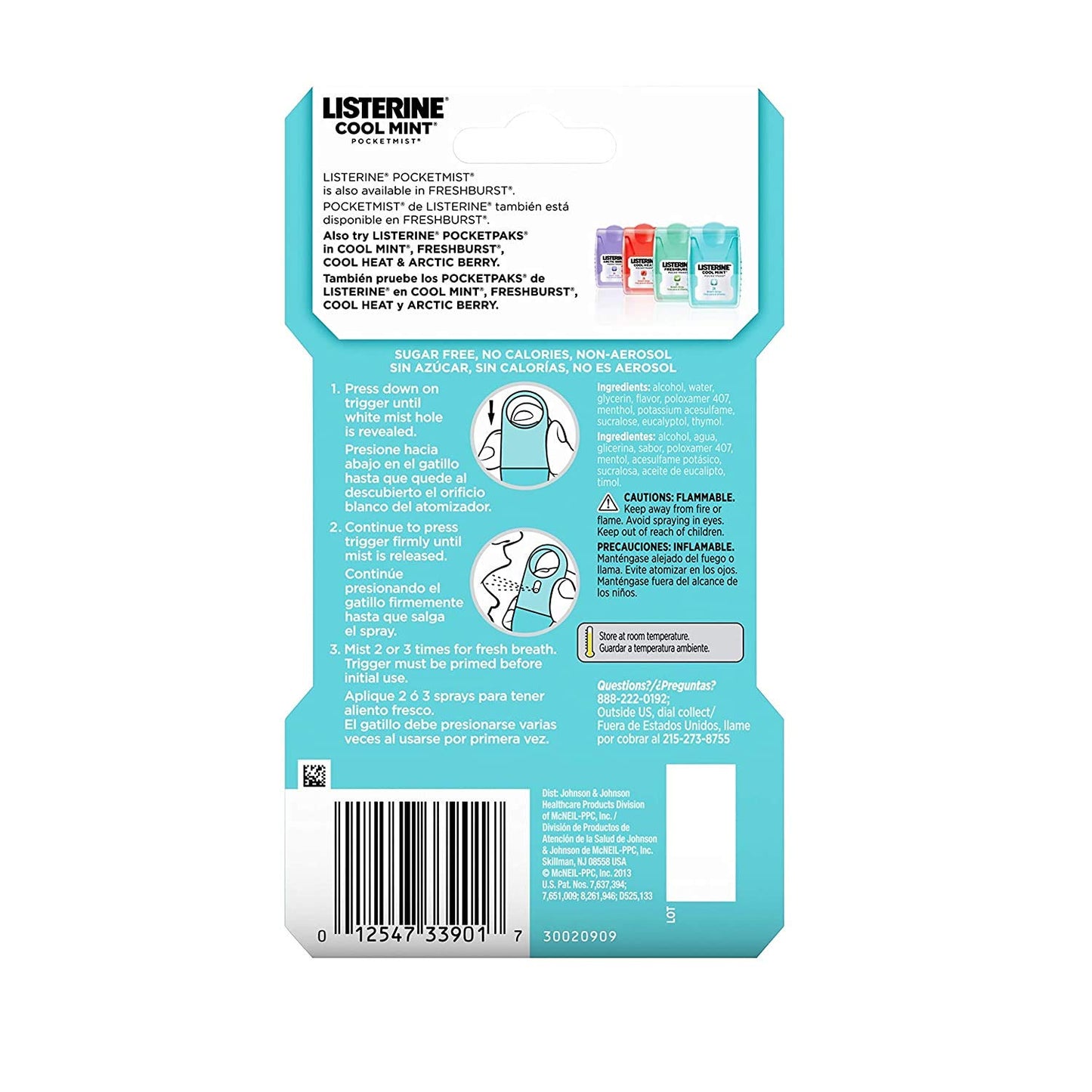 Listerine Cool Mint Pocketmist 140 Mists Sprays 7.7 ml