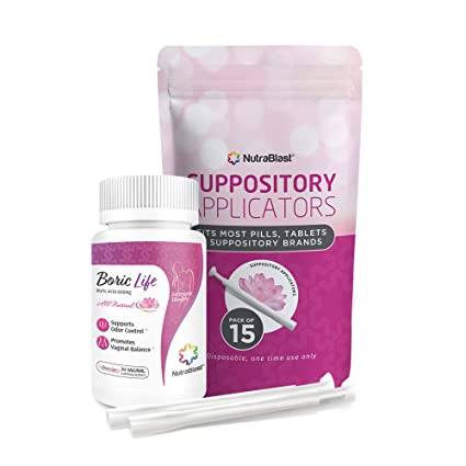 NutraBlast Boric Acid Feminine Care 600 mg 30 Suppositories and 15 Applicators