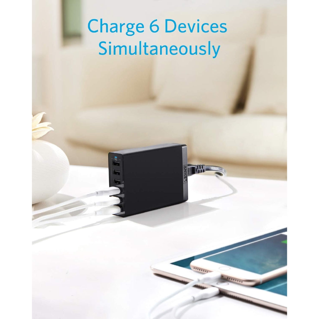 6 Port USB Wall Charger 60W Charging Station, Multi USB Charger