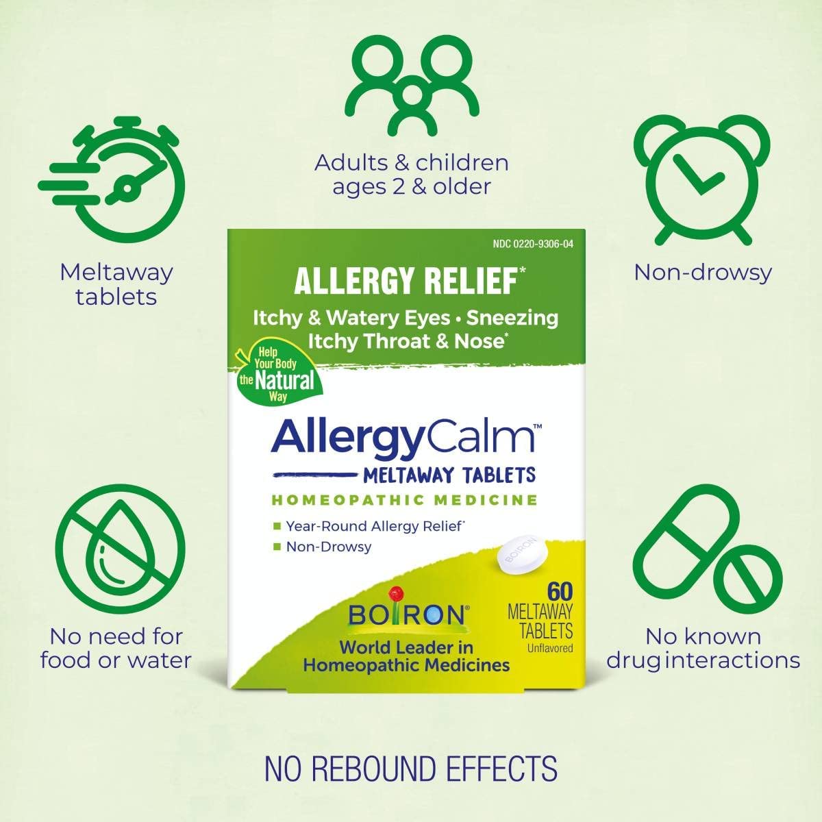 Boiron AllergyCalm  Homeopathic Medicine 60 Meltaway Tablets