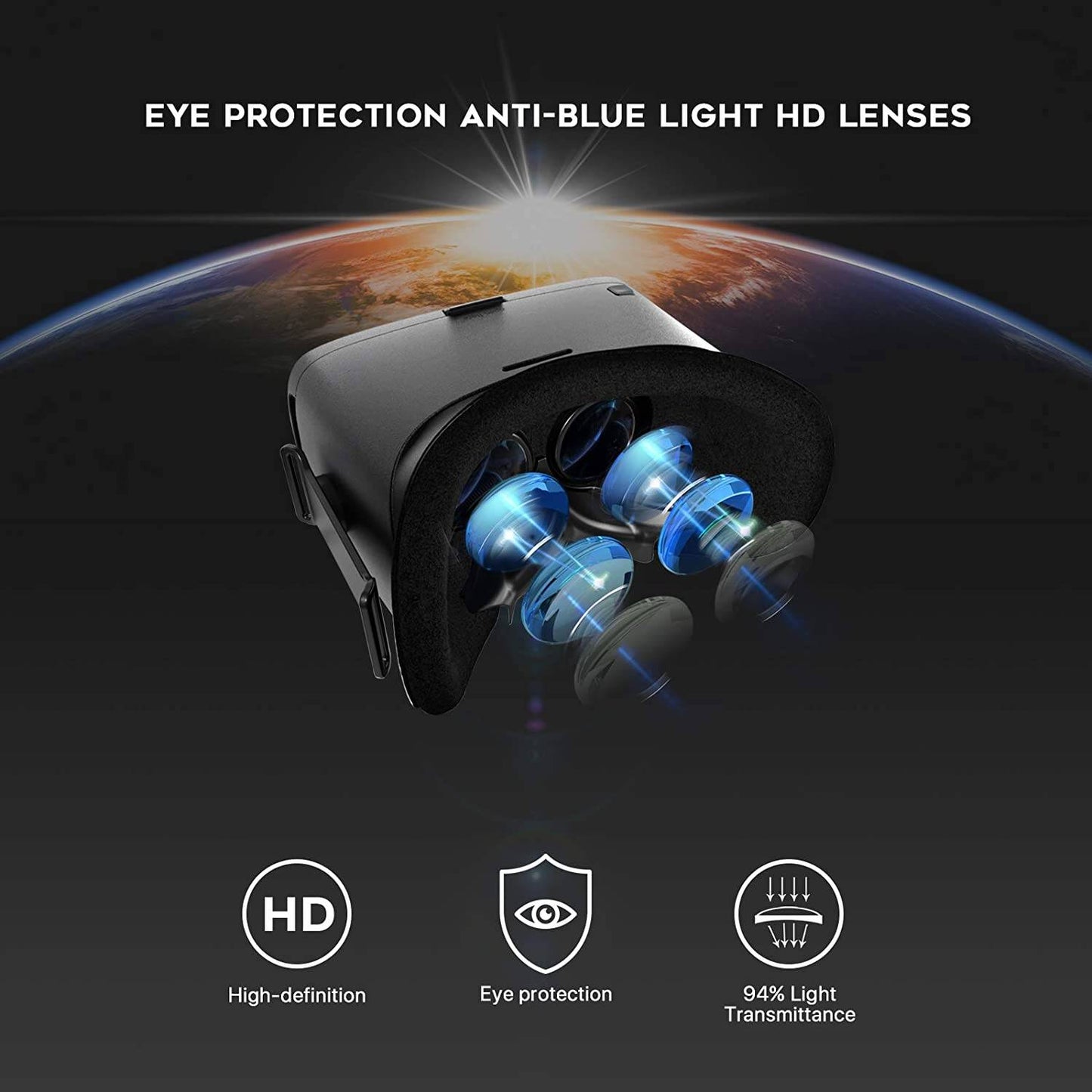 DESTEK V5 Virtual Reality Headset Phone 3D VR Glasses with Trigger Button for Virtual Reality Game & Video, Black