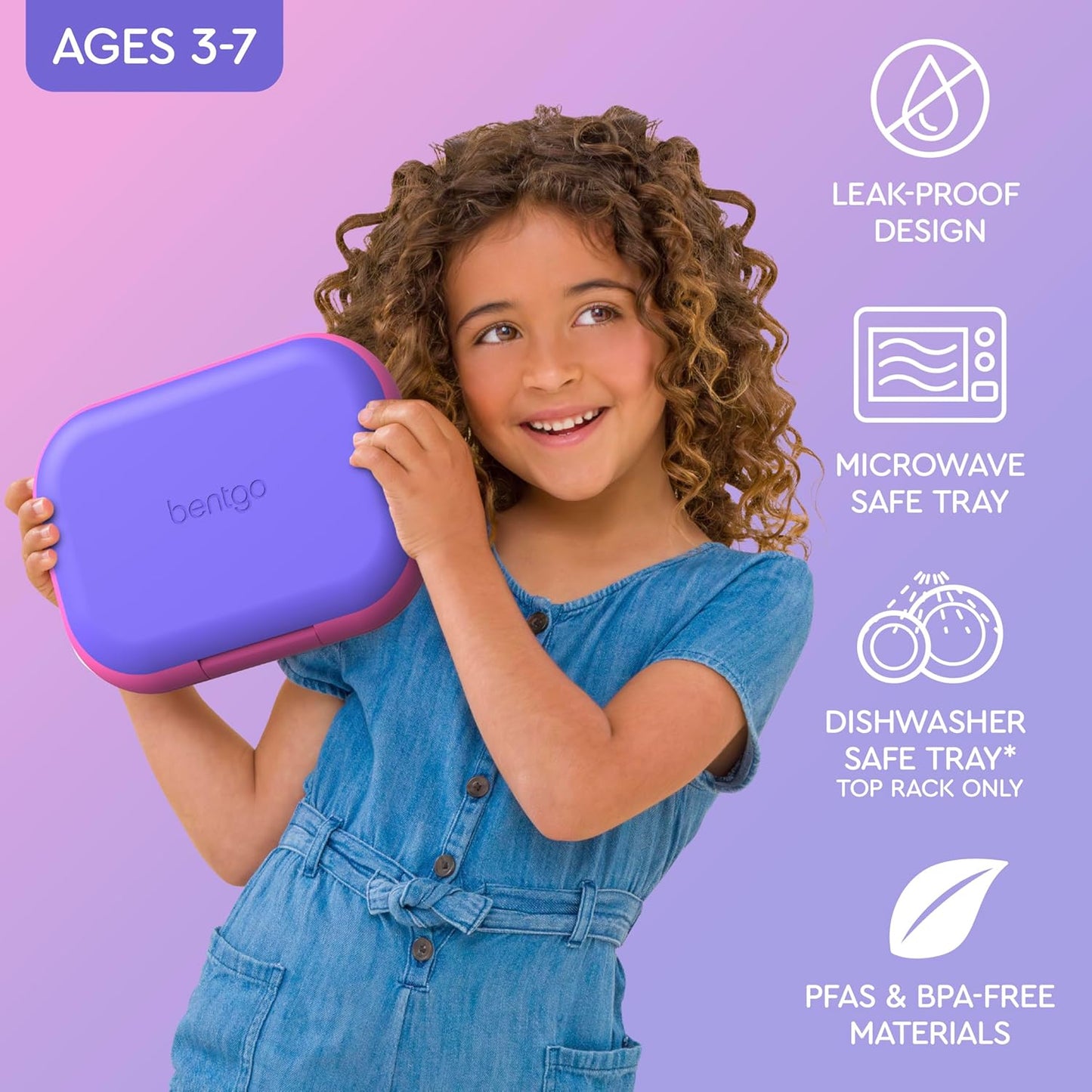 Bentgo Kids Chill Leak-Proof Lunch Box Included Reusable Ice Pack, 4-Compartment Bento Lunch Container