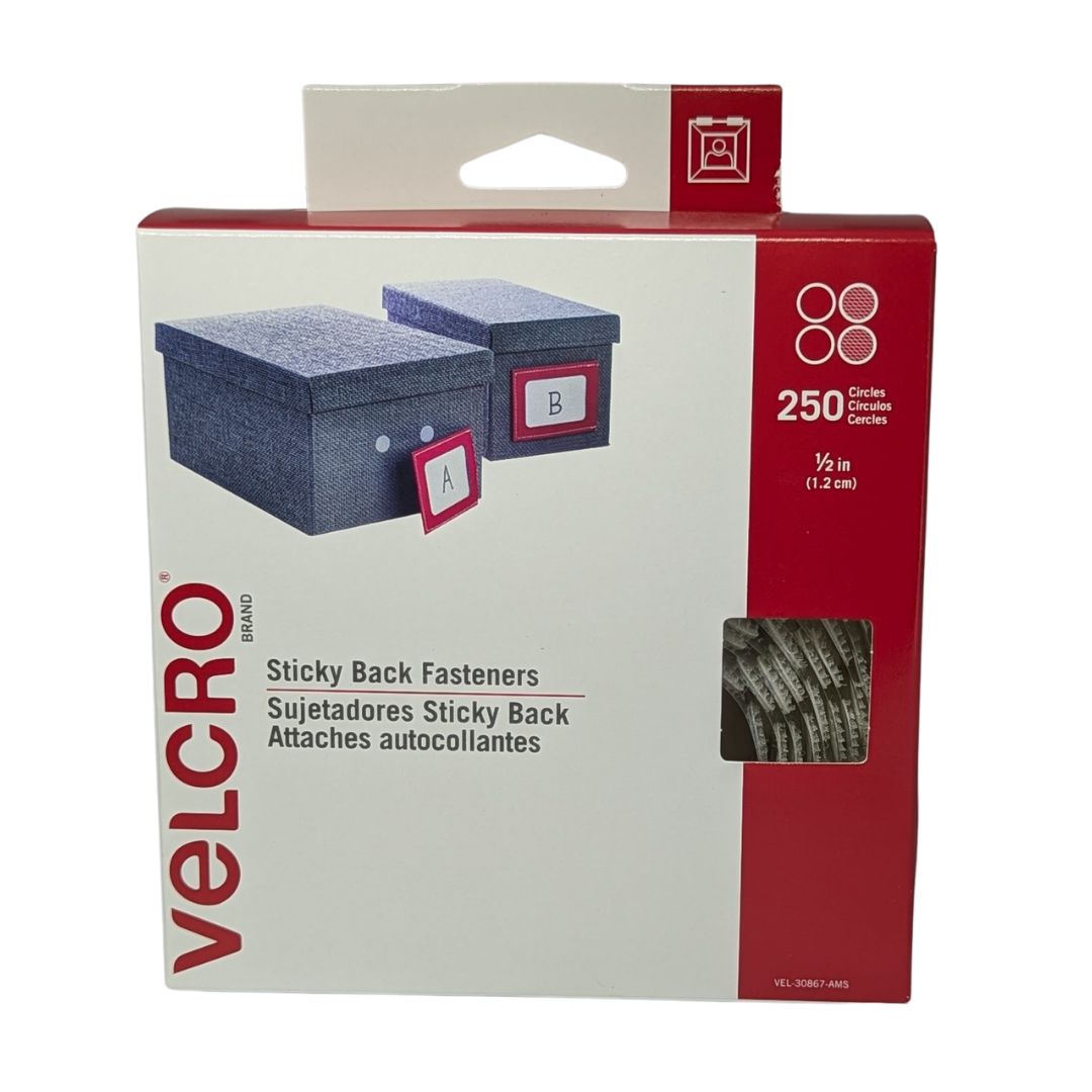Velcro Sticky Back Fasteners 1.2 cm White, 250 Circles