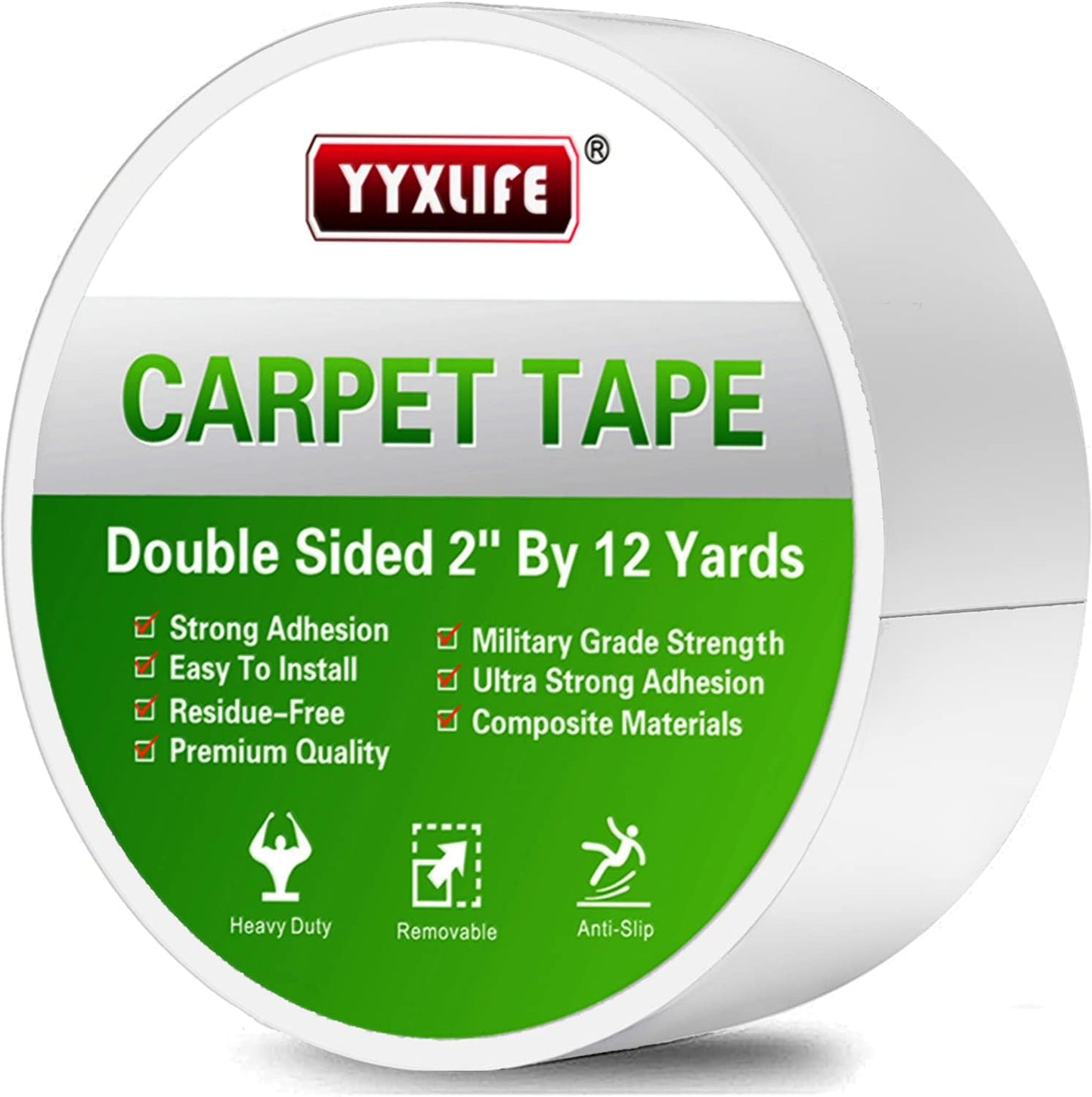 YYXLIFE Double Sided Carpet Tape for Hardwood Floors, Heavy Duty Sticky Tape ( White )