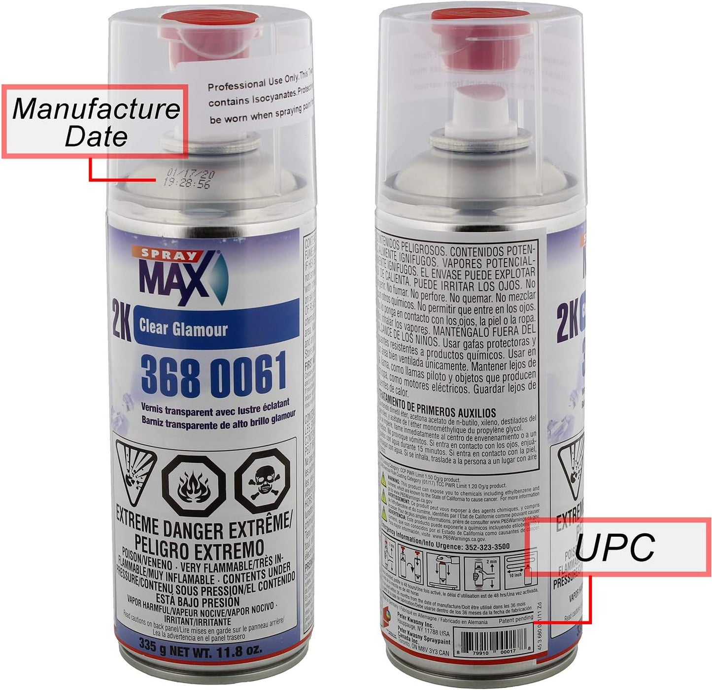 SprayMax 2K Clear Glamour High Gloss Spray 368 0061, 335 g / 11.8 oz.