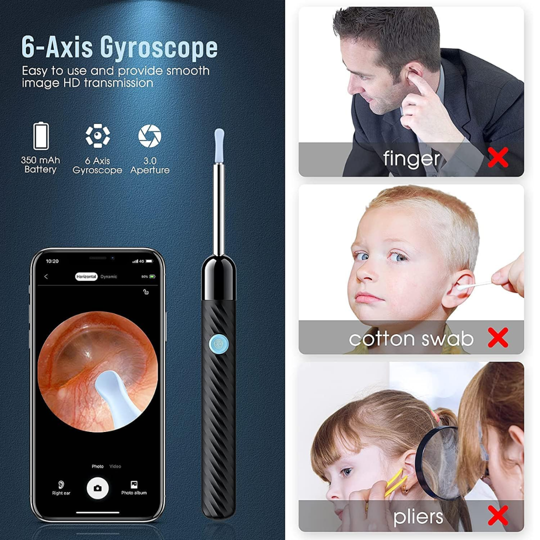 Ear Wax Removal Tool Camera Ear Cleaner for iOS & Android (Black)