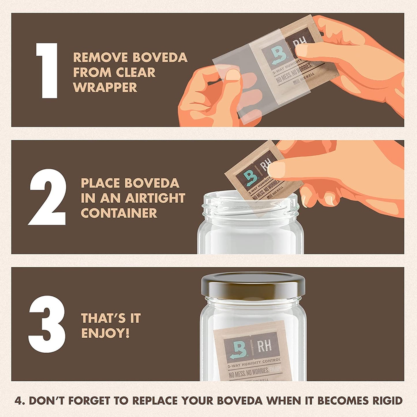 Boveda 62% RH For Storing Moisture Absorbers Hydration Packets In Resealable Bag Size 8 – 10 Pack