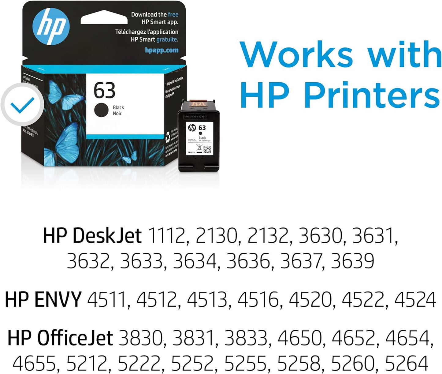 HP 63 Black Ink Cartridge (Black Noir)