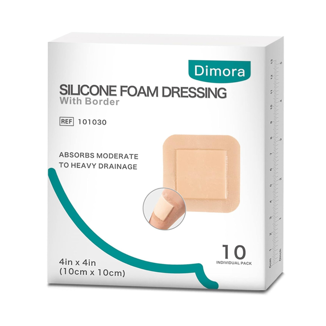 Dimora Silicone Foam Dressing with Border 10cm x 10cm (10 Count) 101030