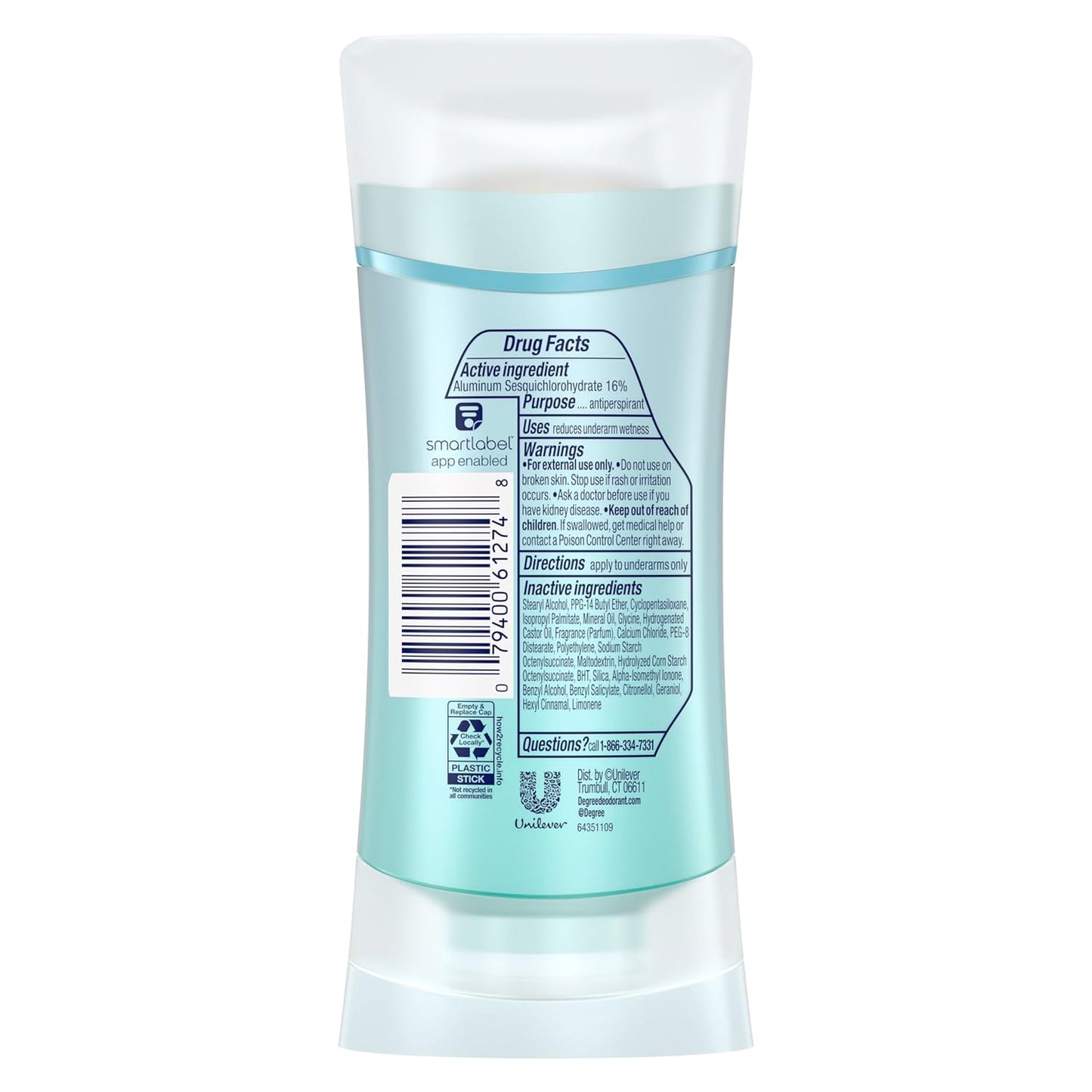 Degree Advanced 72H Nonstop Sweat And Odor Protection Stress Control Deodorant, 2.6oz/74g