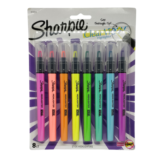 Sharpie Clear View Highlighter Stick Assorted, 8 Count