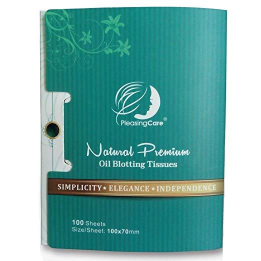 Pleasing Care Natural Premium Oil Blotting Tissues, Natural Bamboo Charcoal, 100 Sheets