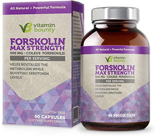 Vitamin Bounty Forskolin Maximum Strength 500mg, 60 Capsules Helps Revitalize Metabolism & Boost Serotonin Levels