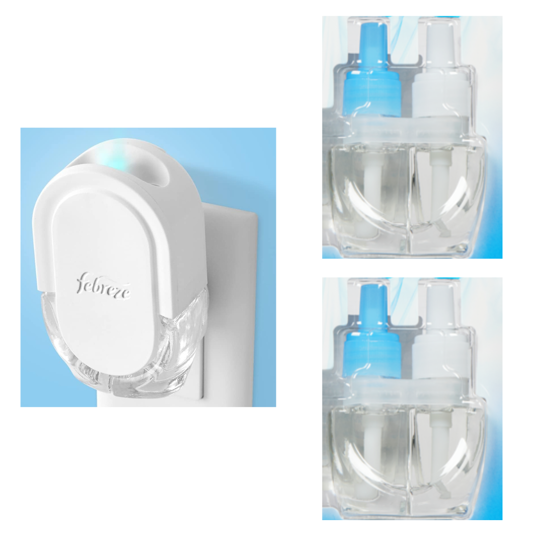 Febreze Plug Dual Refill Air Fresheners Linen & Sky Scent + 1 Warmer