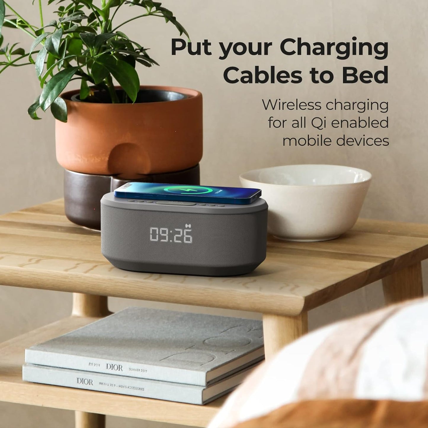 I-Box Dawn Bedside Alarm Clock with Wireless Charging
