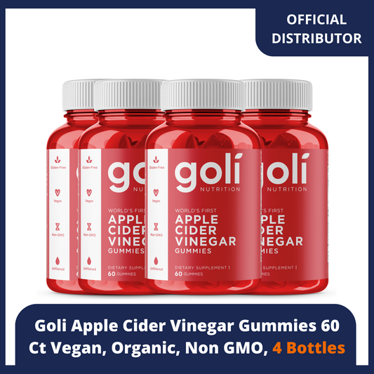 Goli Apple Cider Vinegar Gummies 60 ct Vegan, Organic, Non GMO, 4 Bottles