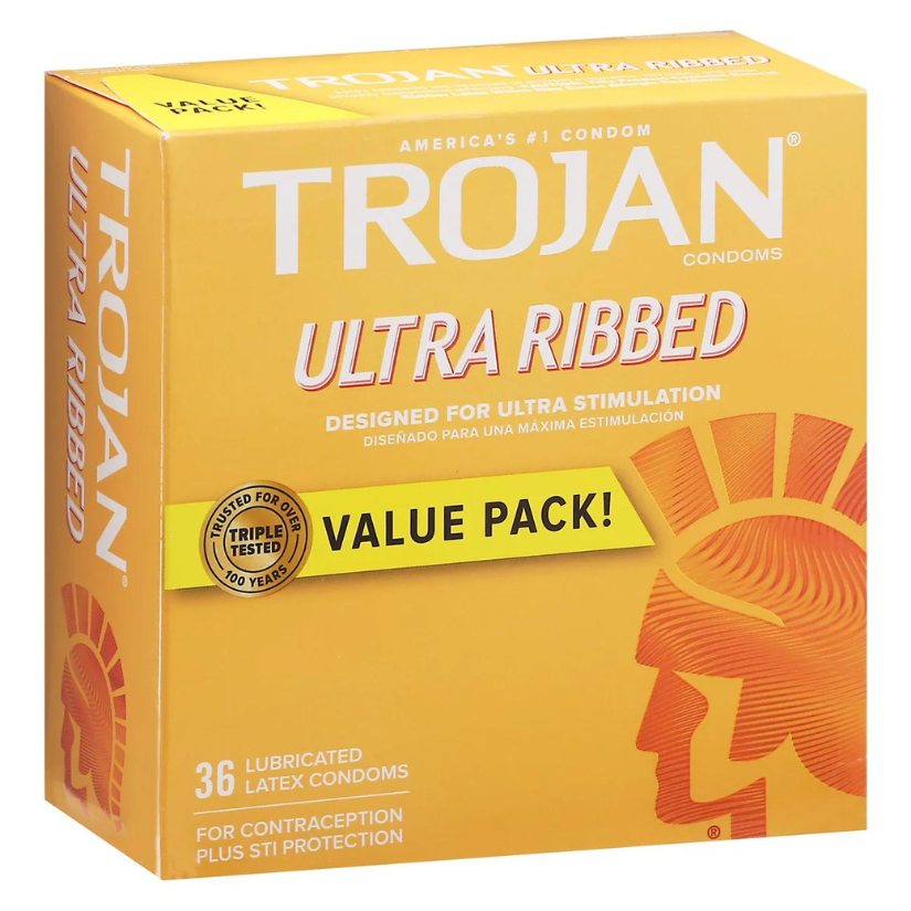 Trojan Ultra Ribbed (36 Lubricated Latex Condoms)