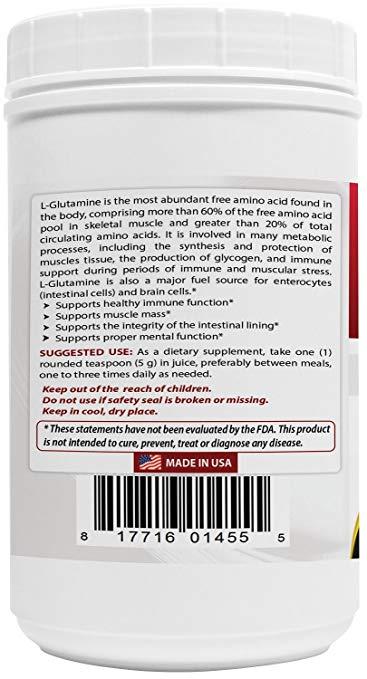 Best Naturals L-Glutamine Powder Fuel For Workout 1 lb / 454 g