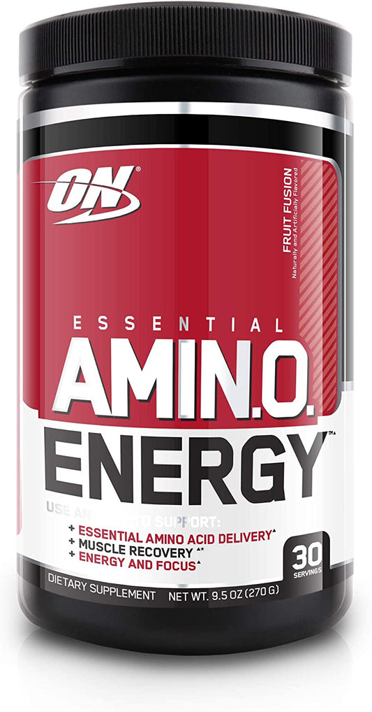 Optimum Nutrition Essential Amino Energy Pre Workout with Green Tea, BCAA, Amino Acids, Keto Friendly, Green Coffee Extract, Powder, Fruit Fusion Flavor, 30 Servings 9.5 oz