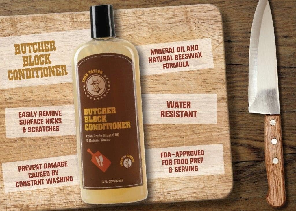 John Taylor Butcher Block Conditioner Food Grade Mineral Oil & Natural Waxes Great for Wood 355ml