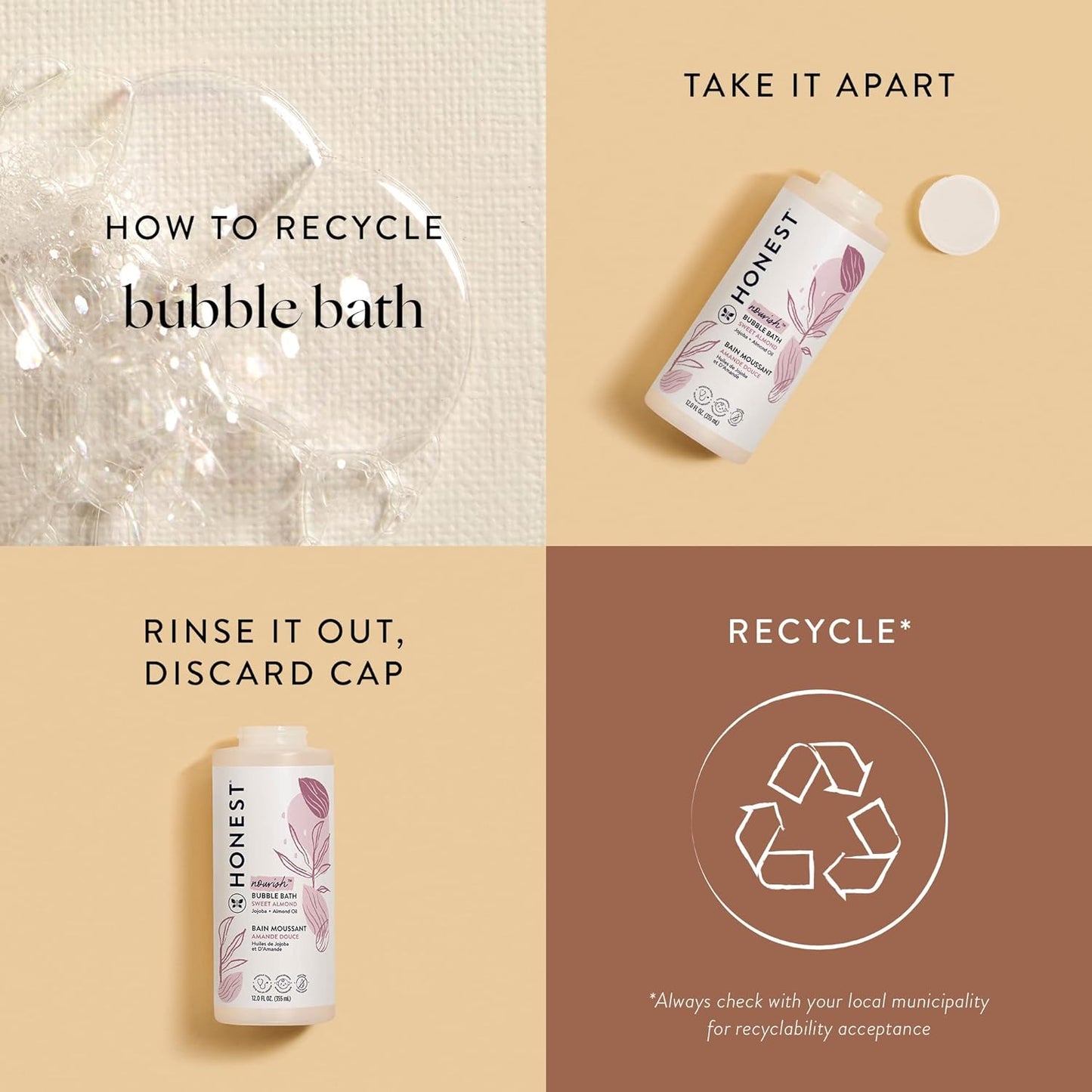 The Honest Company Nourish Bubble Bath Sweet Almond Jojoba + Almond Oil 12 fl oz / 355ml