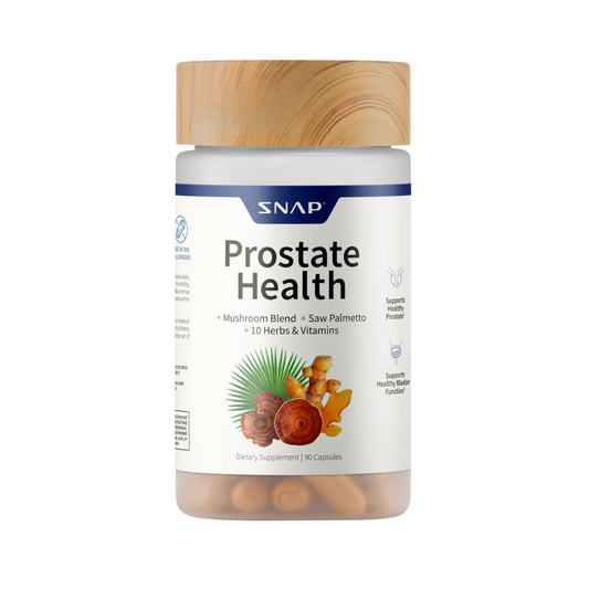 SNAP Prostate Health + Mushroom Blend + Saw Palmetto + 10 Herbs & Vitamins, 90 Capsules