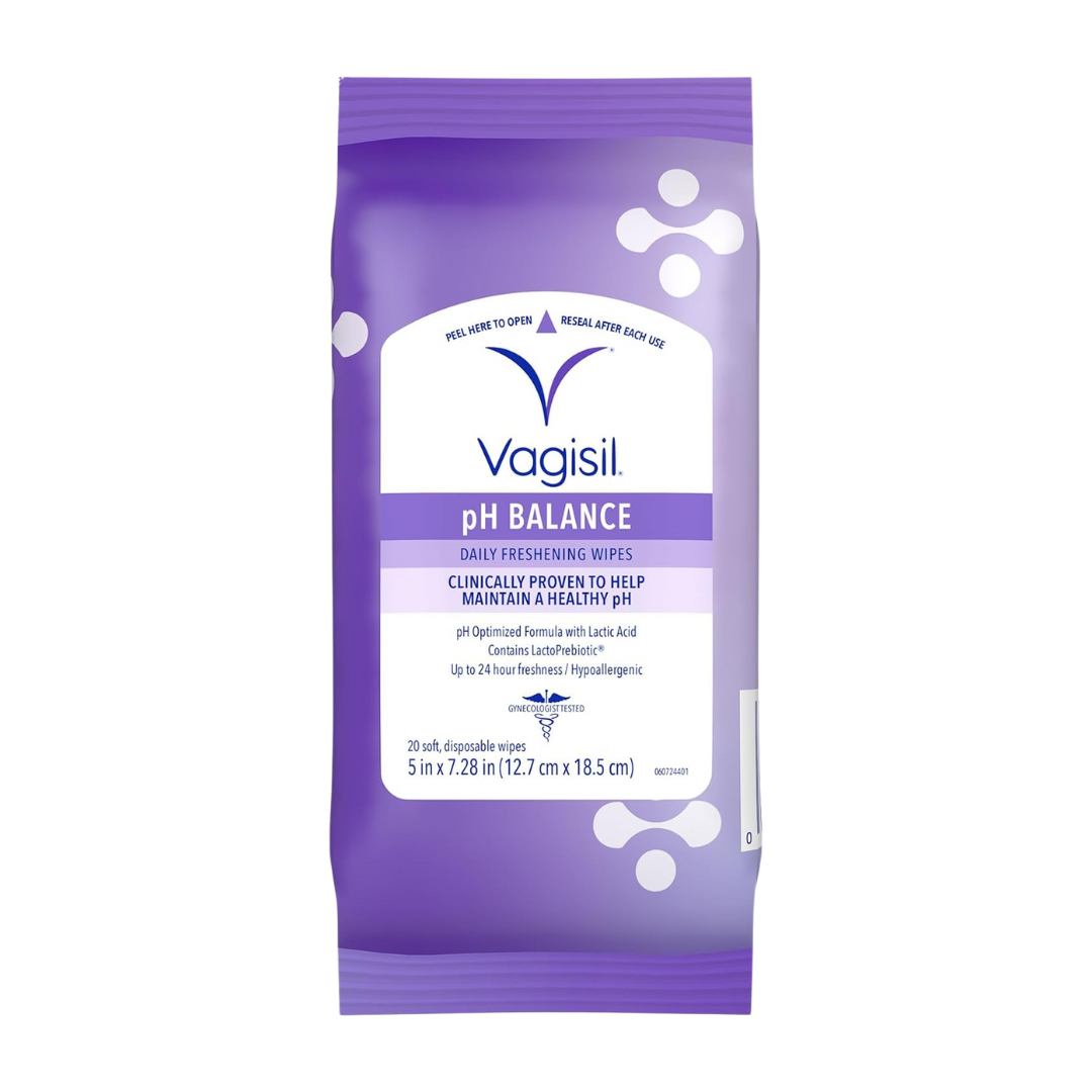 Vagisil pH Balance Daily Freshening Wipes with Lactic Acid, 20 Wipes