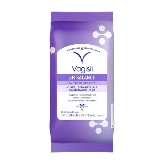 Vagisil pH Balance Daily Freshening Wipes with Lactic Acid, 20 Wipes