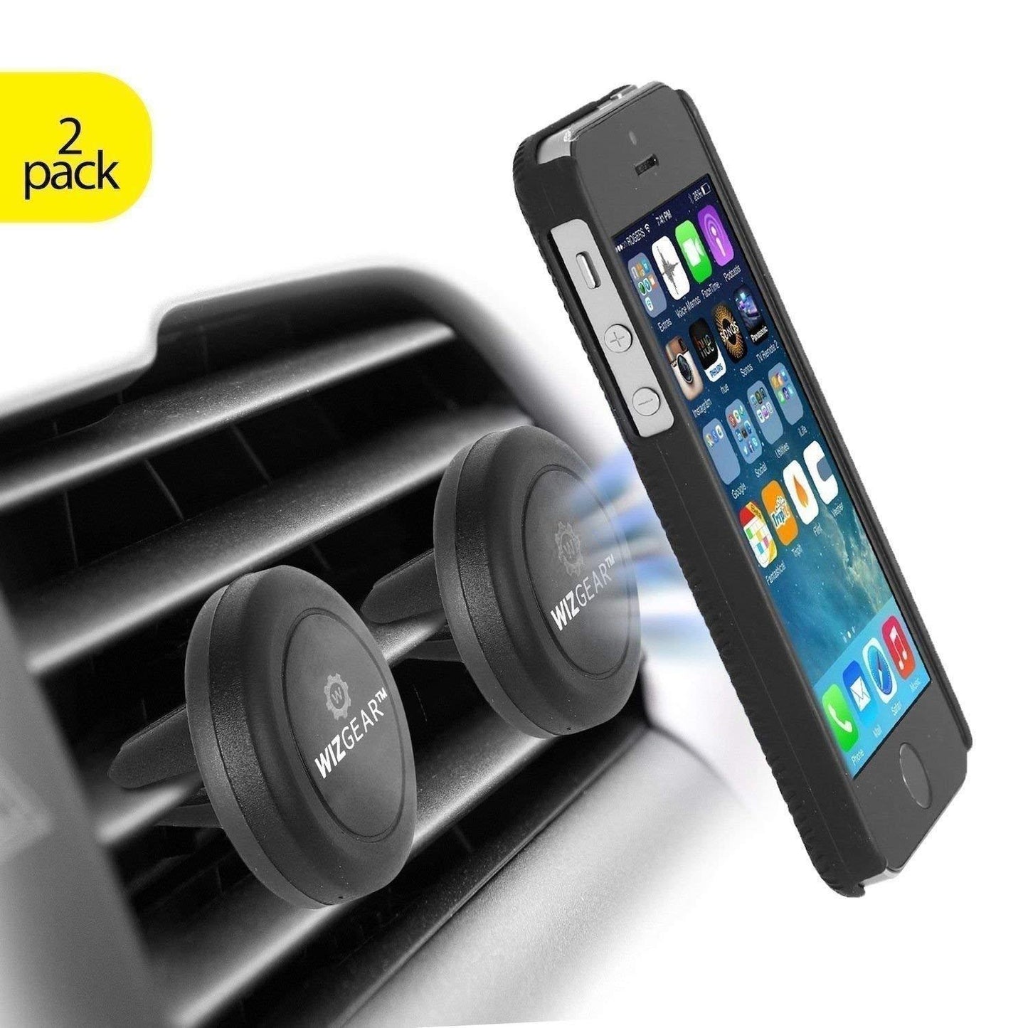 WizGear Magnetic Cart Mount in Any Vent, Universal (2 Pack with 4 Plates)