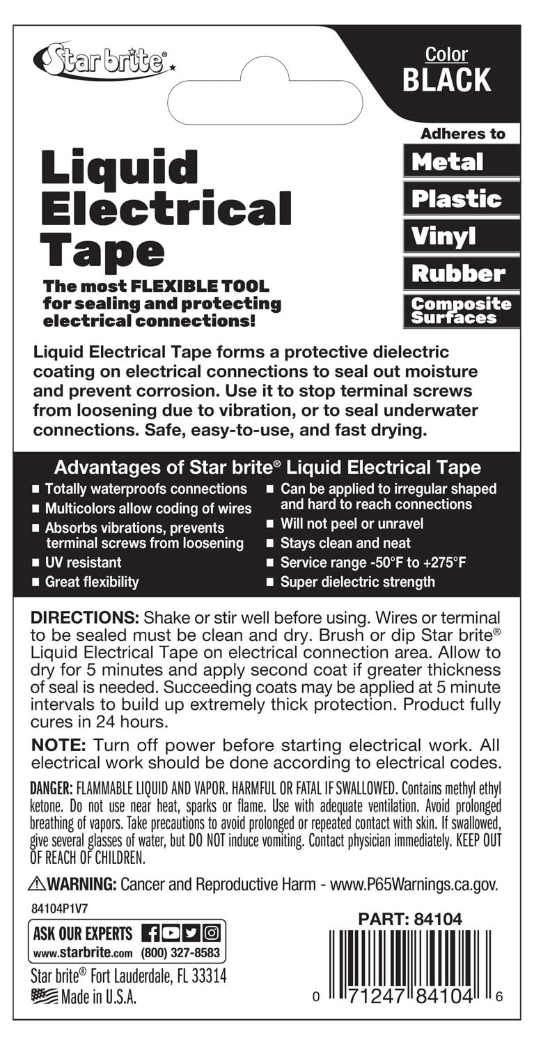 Star Brite Black Liquid Electrical Tape, 118 ml / 4 fl. oz.