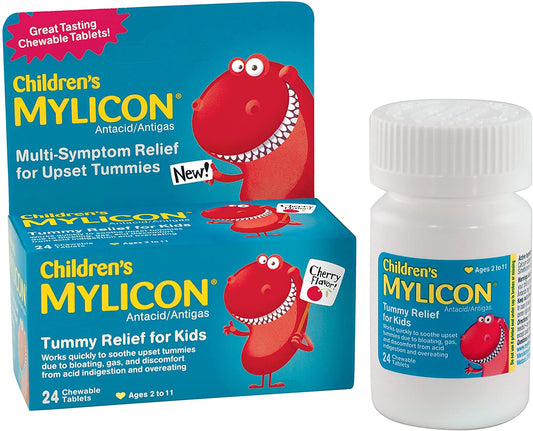 Children's Mylicon Tummy Relief for Kids, Cherry Flavor, 24 Chewable Tablets