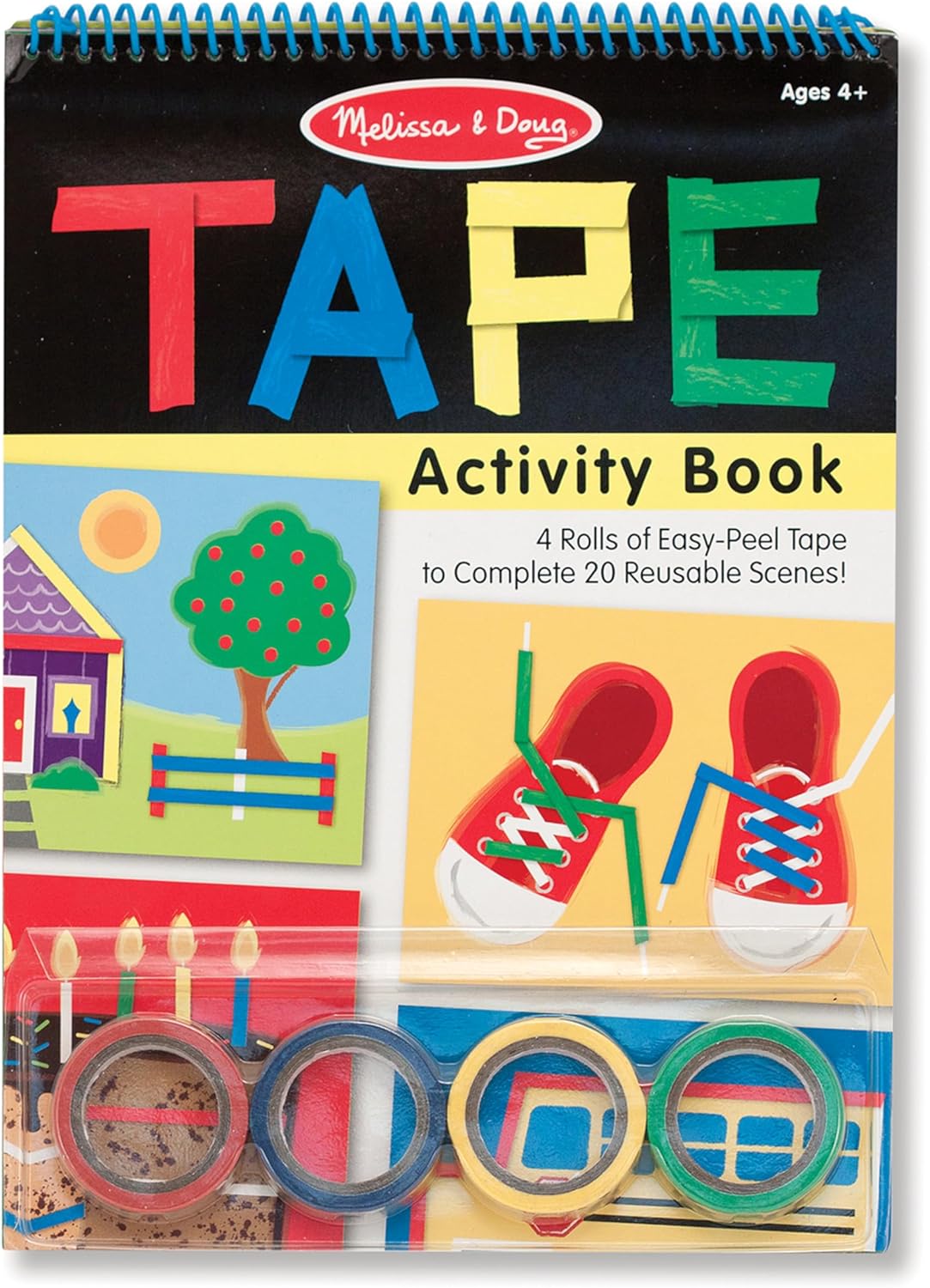 Melissa & Doug Tape Activity Book with 4 Rolls of Easy-Peel Tape and 20 Pages of Reusable Scenes, 1 Count