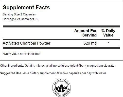 Swanson Activated Charcoal 260 Milligrams 120 Capsules PACKAGING MAY VARY