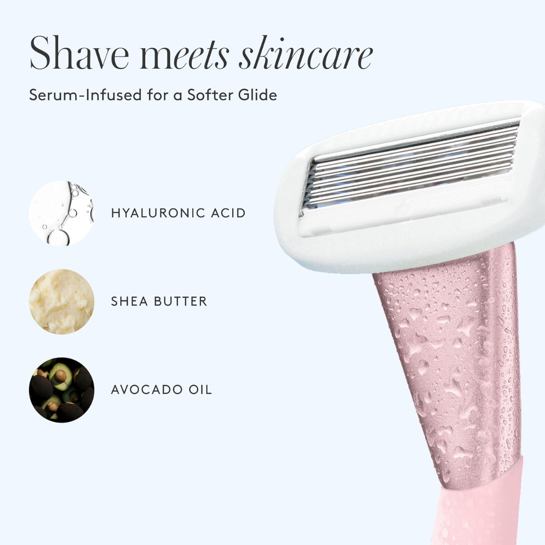 Athena Club Women's Razor Handle with 5 Blade Refills, Rose