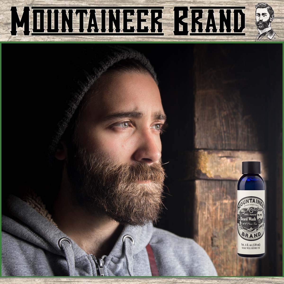 Mountaineer Brand 100% Natural Beard Wash Shampoo WV Pine Tar Scent , 4 fl.oz  / 120ml
