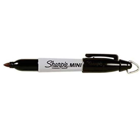 Sharpie MINI Permanent Markers with Golf Keychain Clips Fine Point Black Ink, Pack of 5