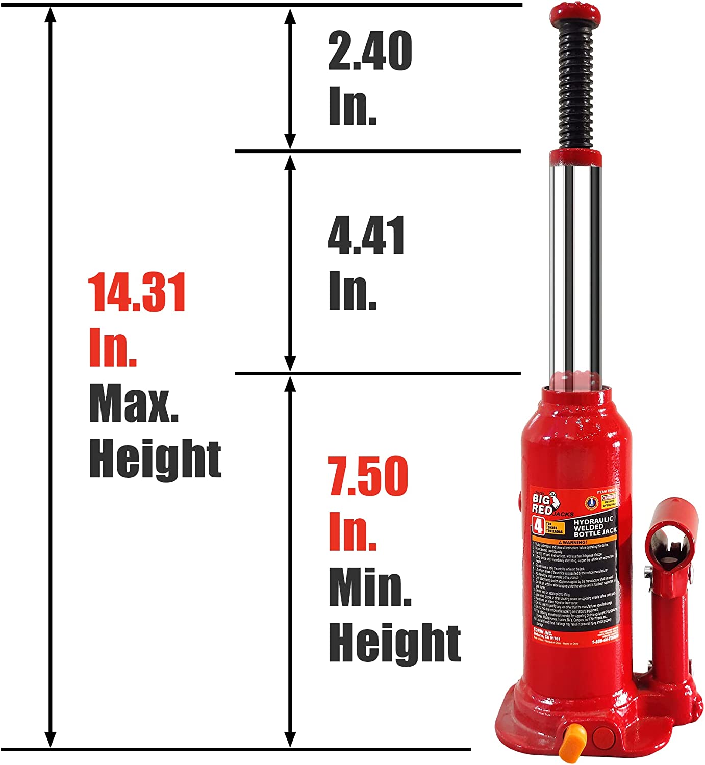 Torin Big Red Jacks Hydraulic Welded Bottle Jack 8,000 lb Capacity T90413