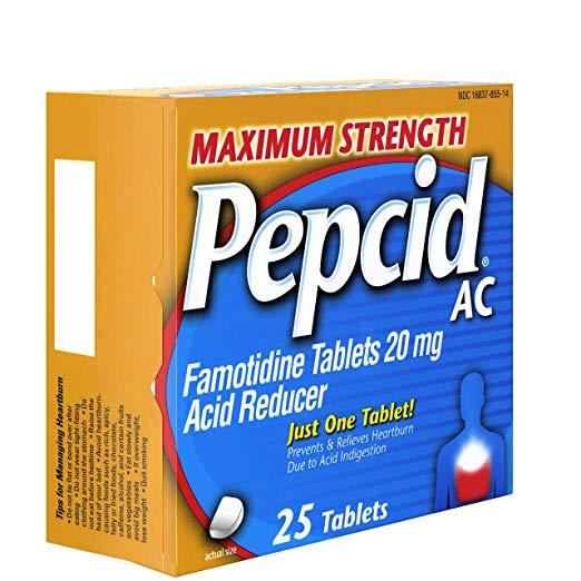 Pepcid AC Maximum Strength 20 mg Acid Reducer Tablets All-Day Heartburn Relief Medicine, 25 Count