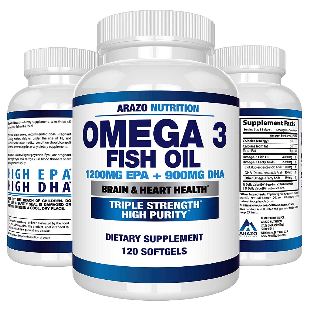 Arazo Nutrition Omega 3 Fish Oil 2250mg   (120 Count)
