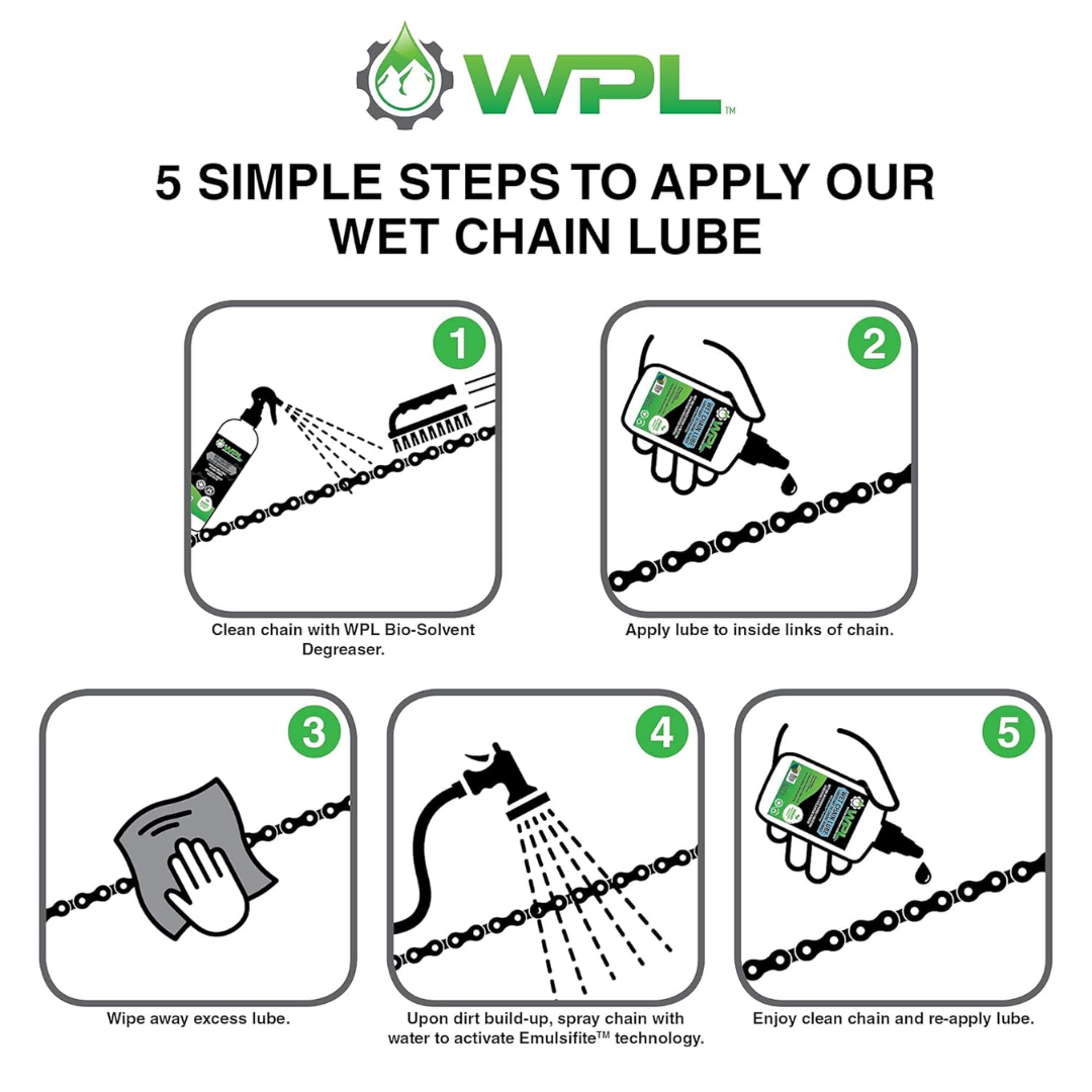 WPL Wet Chain Lube Premium Bike Chain Lubricant for Wet Conditions, 4 oz